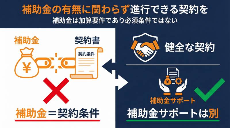 補助金申請を契約の条件に強引に勧める