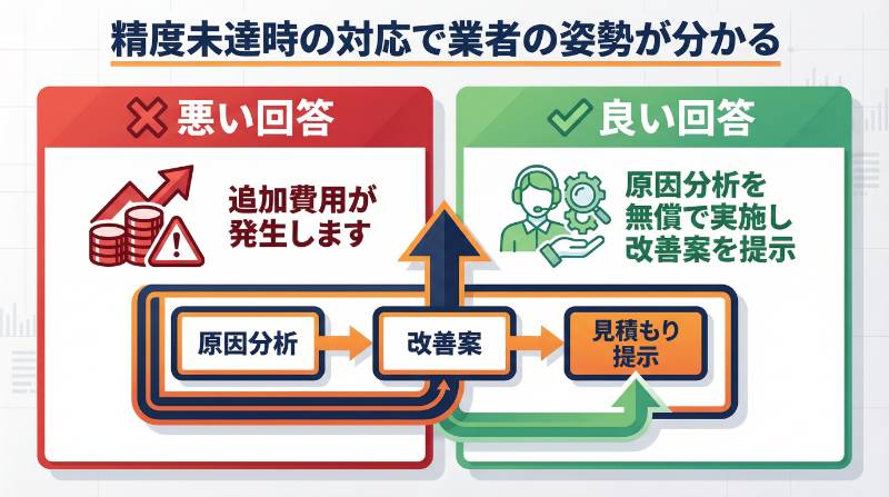 導入後に精度が上がらなかった場合の対応は