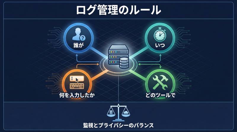 データ保存とログ管理のインフォグラフィック