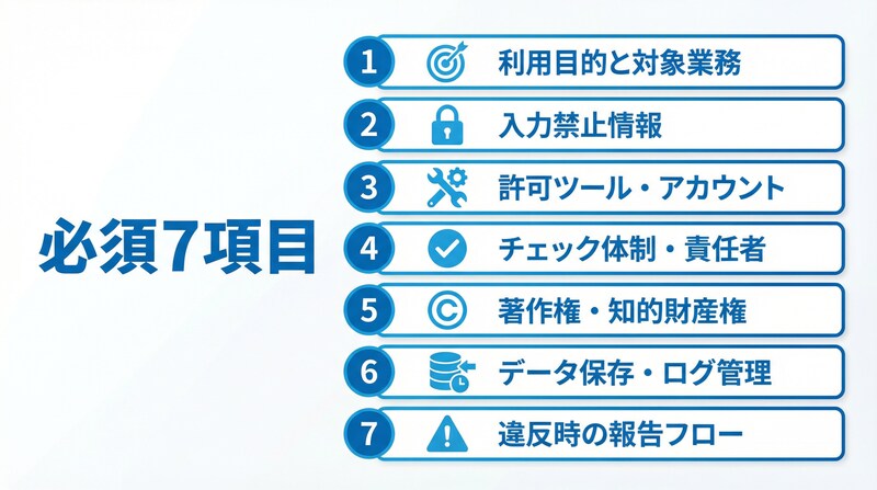 生成AI社内規定の必須7項目チェックリスト