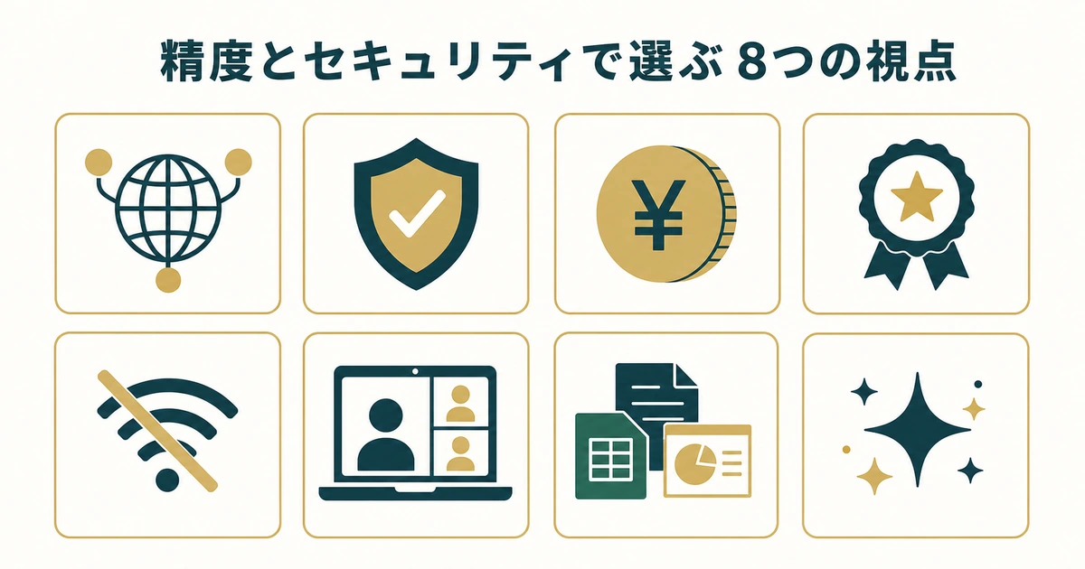 議事録AIツール比較｜「精度」と「セキュリティ」で選ぶおすすめ8選 議事録AIツール8選の比較早見 図解