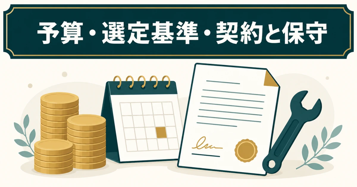 予算・選定基準・契約と保守 予算・選定基準・契約と保守