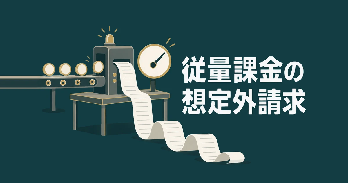 格安AIツールのデメリットと失敗パターン7選｜削っていいコストの境界線：従量課金の利用量が増え請求書が長く伸びるイラスト