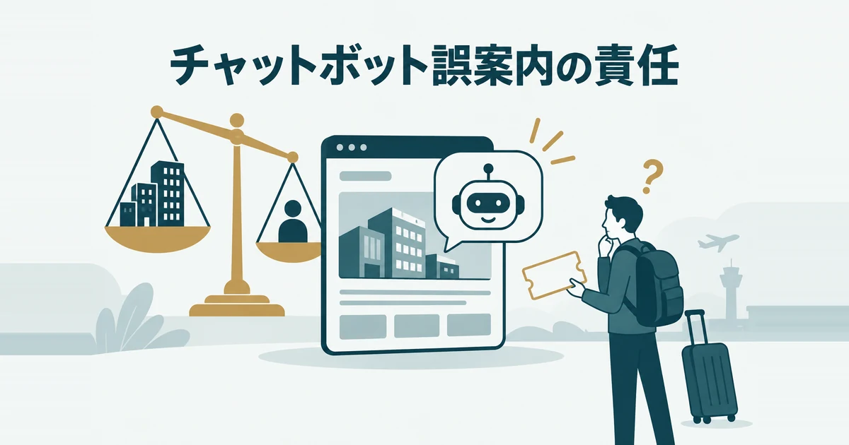 格安AIツールのデメリットと失敗パターン7選｜削っていいコストの境界線：チャットボットの誤案内と会社の責任を示すイラスト