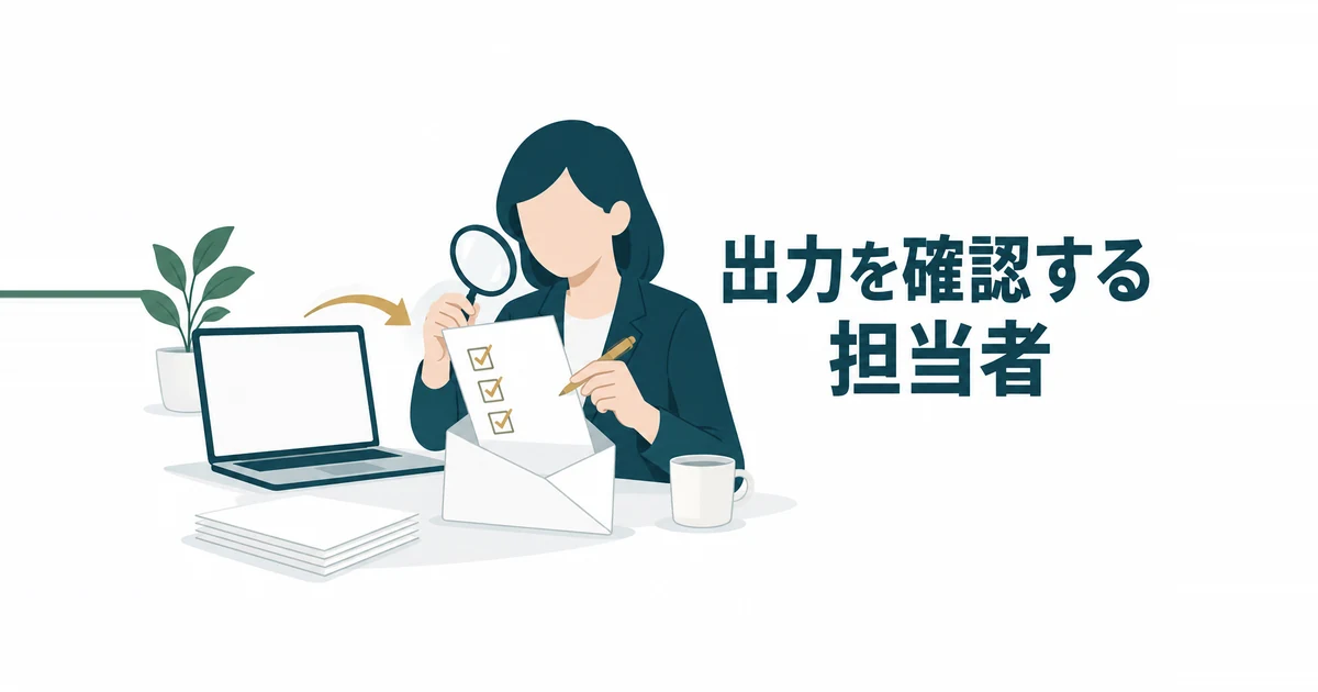 格安AIツールのデメリットと失敗パターン7選｜削っていいコストの境界線：担当者がAIの出力を確認してから送るイラスト