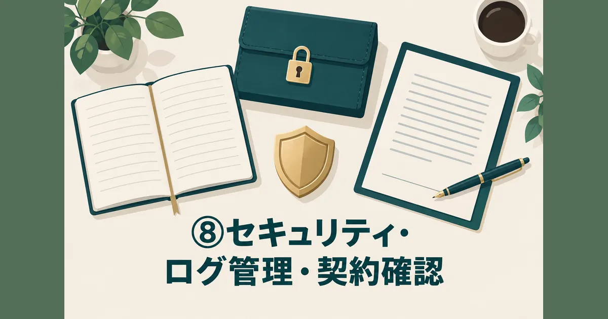 AI導入の隠れコスト12項目｜ランニングコストを見越した年間予算の組み方｜⑧セキュリティ・ログ管理・契約確認