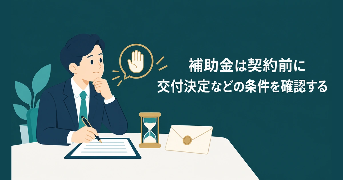 AI導入のROI・費用対効果 計算：補助金は契約前に交付決定などの条件を確認する