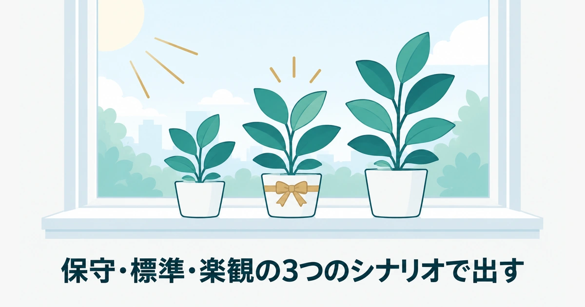 AI導入のROI・費用対効果 計算：保守・標準・楽観の3つのシナリオで出す