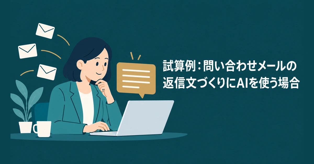 AI導入のROI・費用対効果 計算：試算例：問い合わせメールの返信文づくりにAIを使う場合