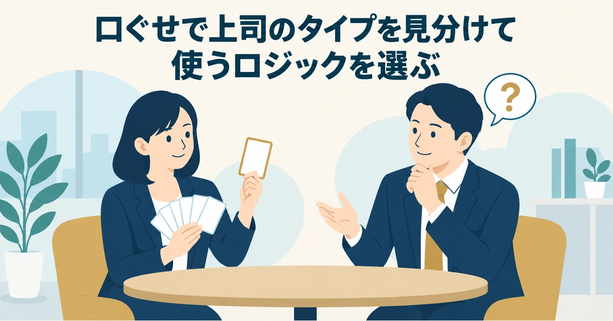 担当者が上司の口ぐせを聞き、懸念に合うロジックを選ぶ相談場面