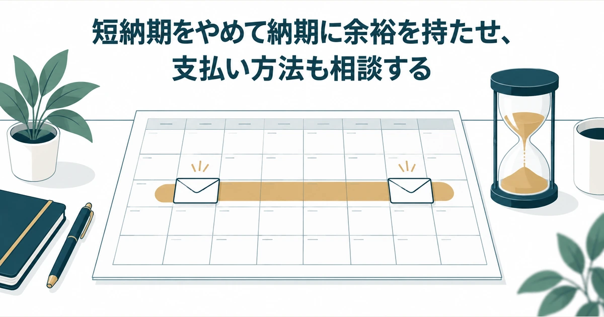 AI導入の見積もり交渉：短納期をやめて納期に余裕を持たせ、支払い方法も相談する