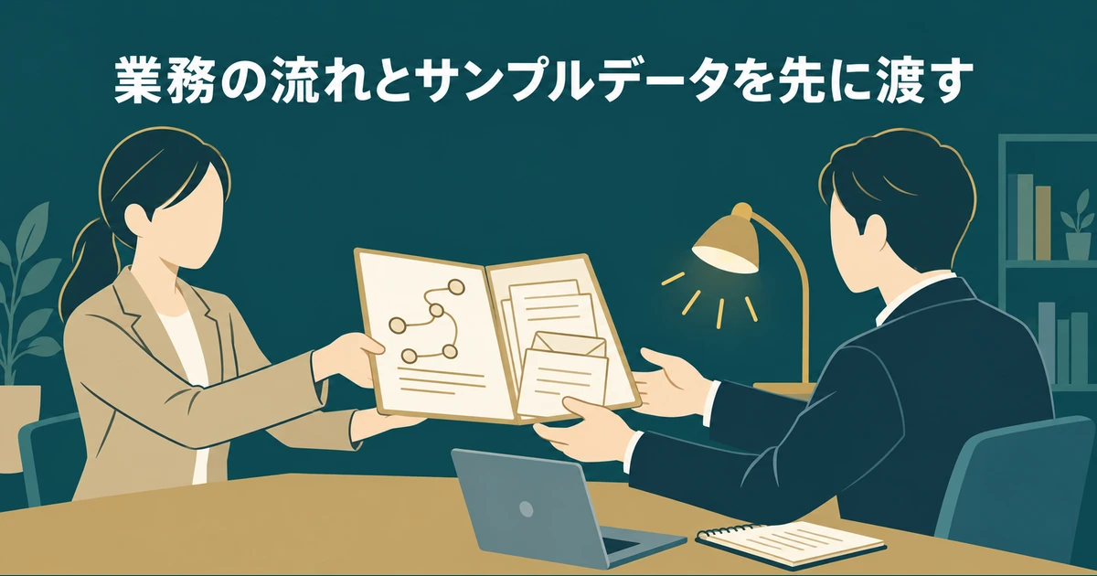 AI導入の見積もり交渉：業務の流れとサンプルデータを先に渡す